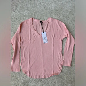 NWT Bobi peach pink drop shoulder v neck T XS waffle material